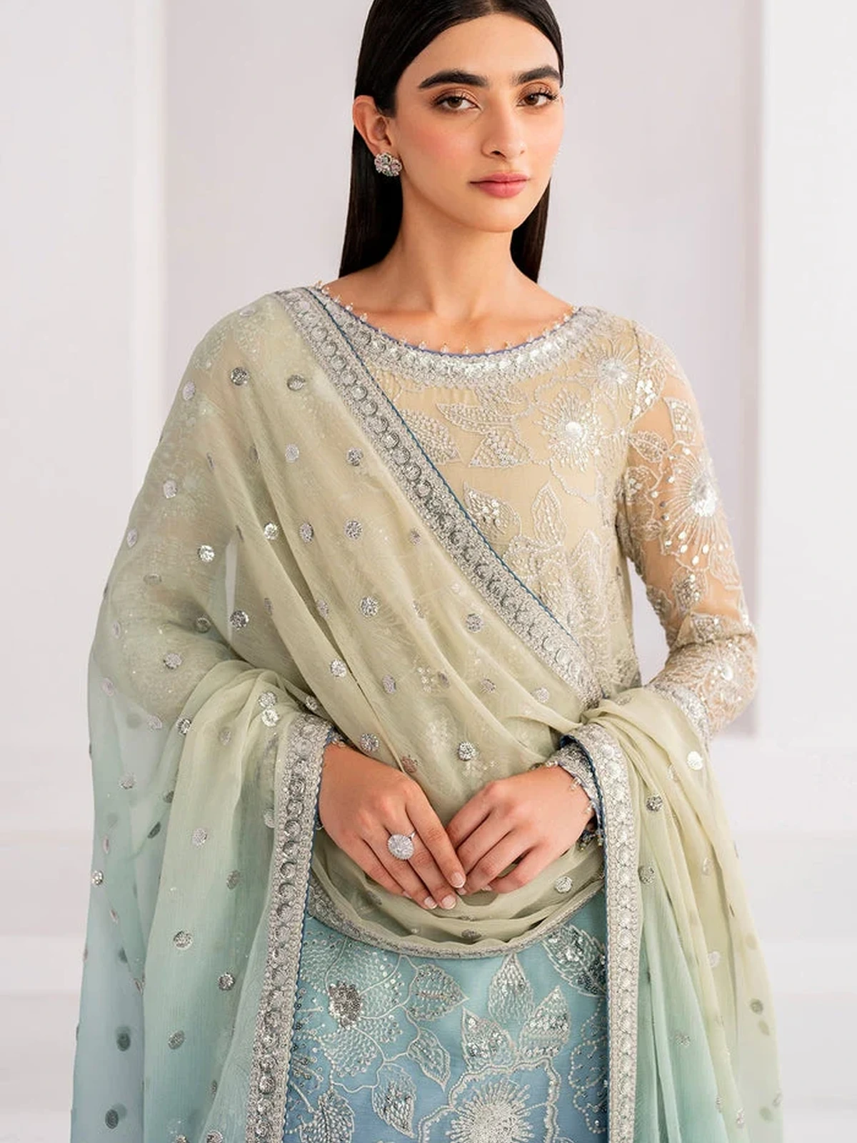 Jazmin Tie & Dye Luxury Sequence Embroidered Chiffon image 2