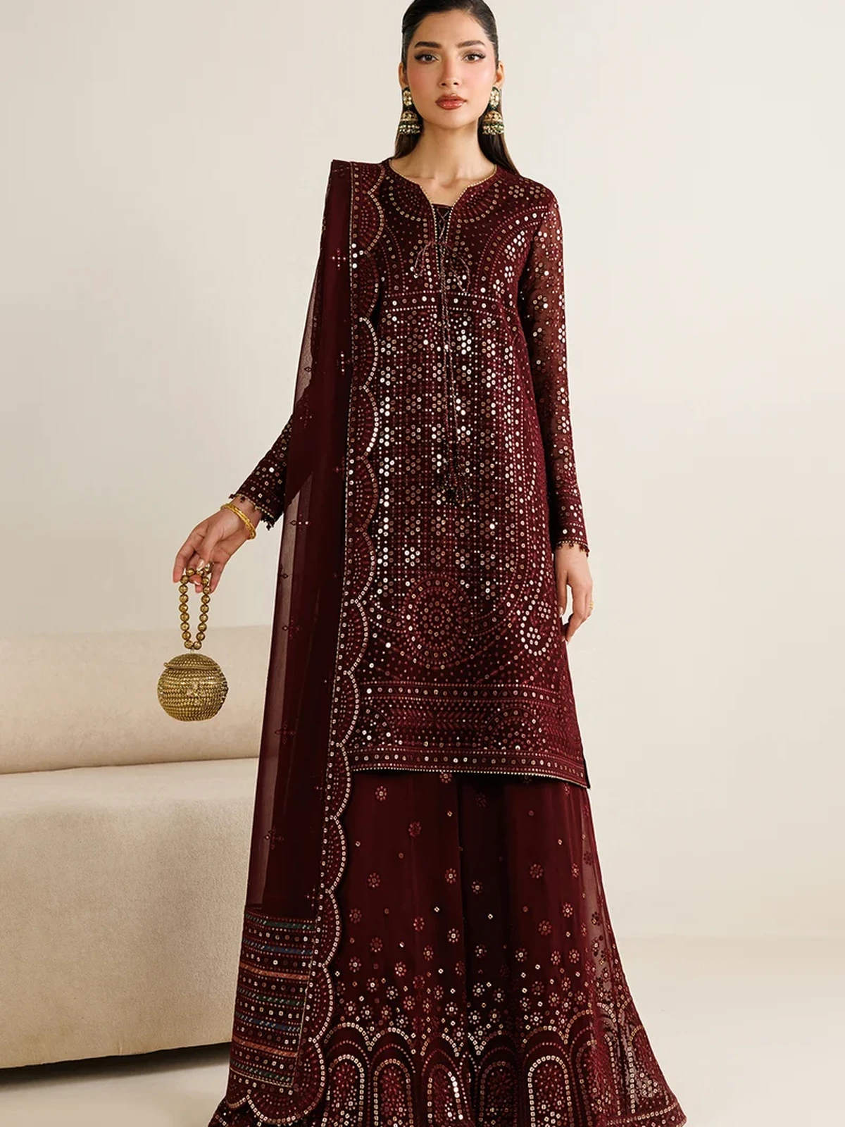 Jazmin Zimmil Twin Sequence Embroidered Chiffon 3 Pc Suit image 2