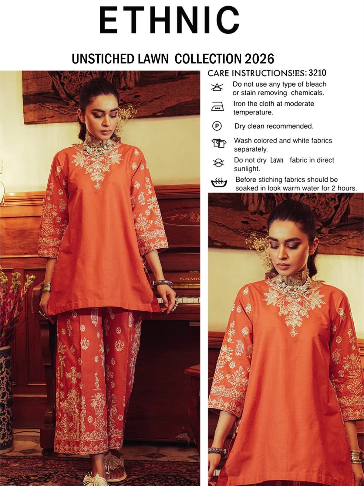 Premium Quality Lawn 2 Piece Embroidered Dress image 2