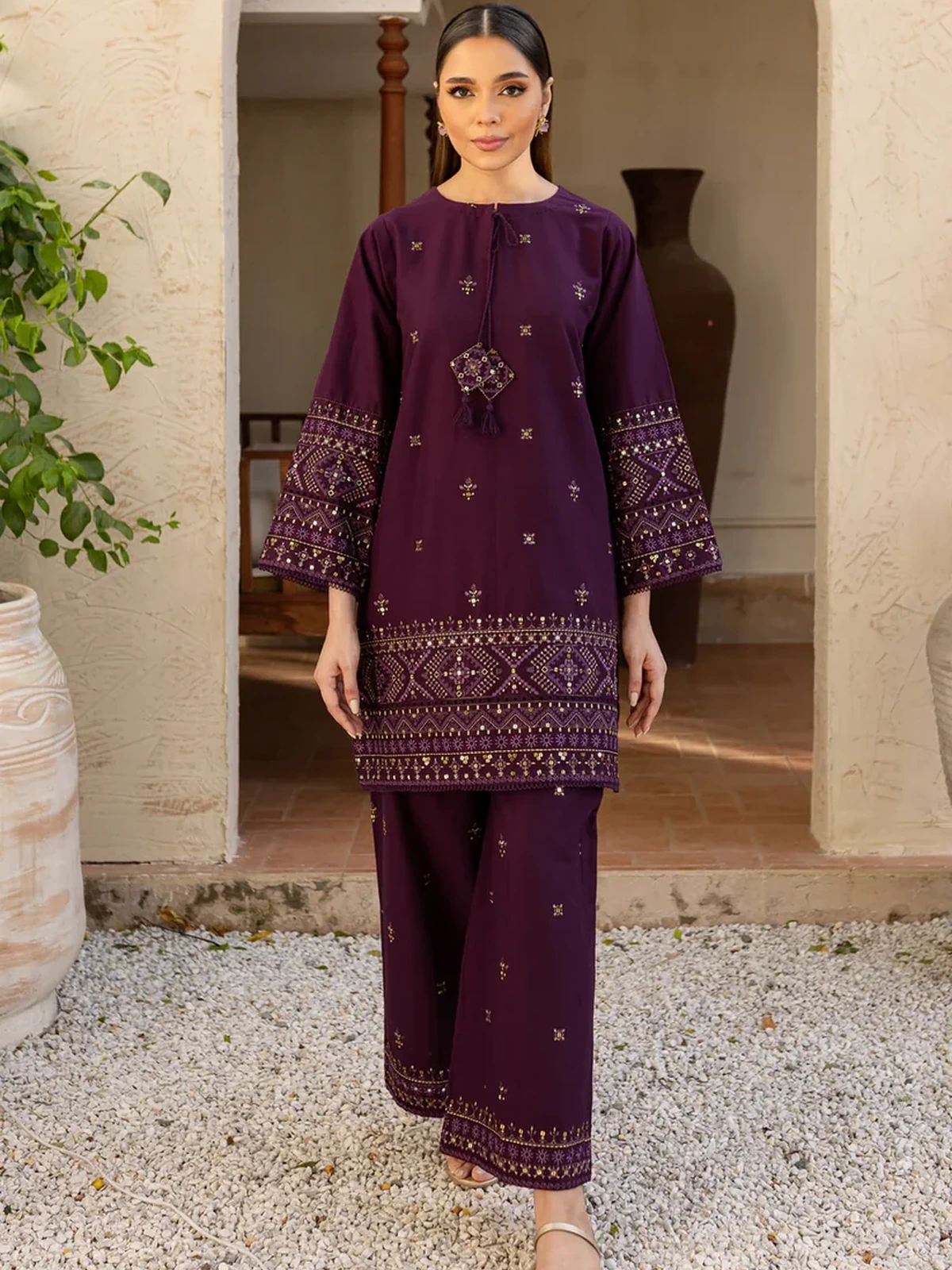 Premium Quality Lawn 2 Piece Embroidered Dress