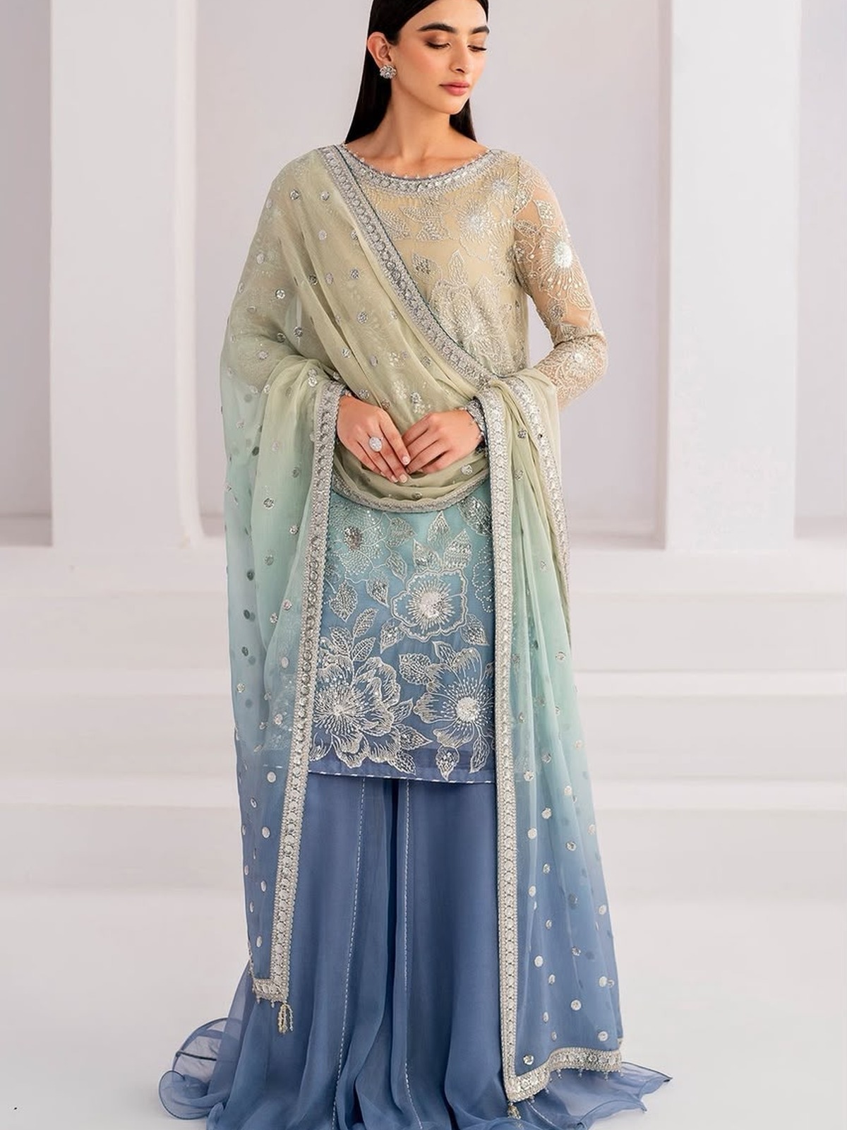 Jazmin Tie & Dye Luxury Sequence Embroidered Chiffon