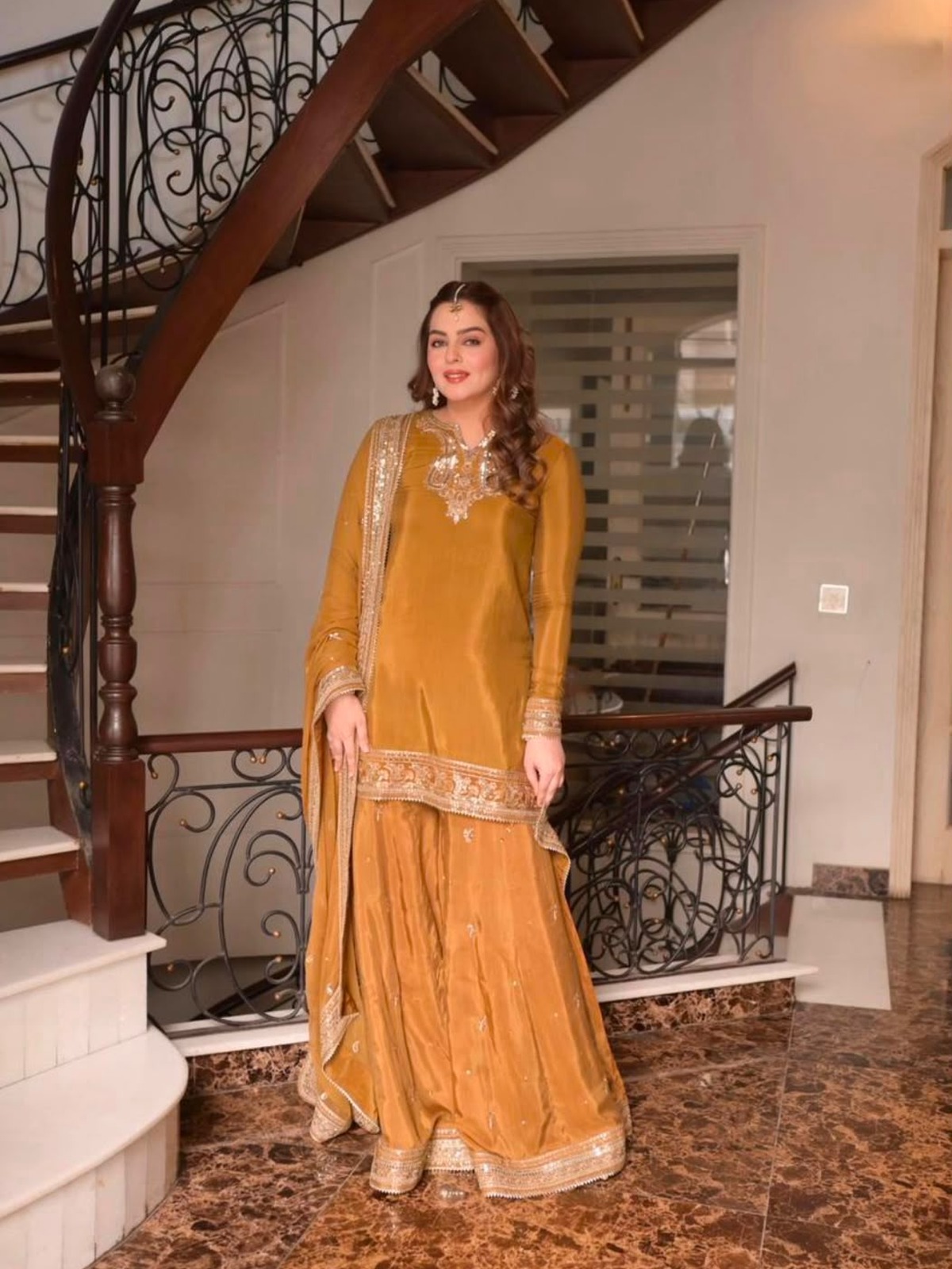 Hit Article Heavy Embroidered Chiffon Suit with Embroidered Gharara image 3