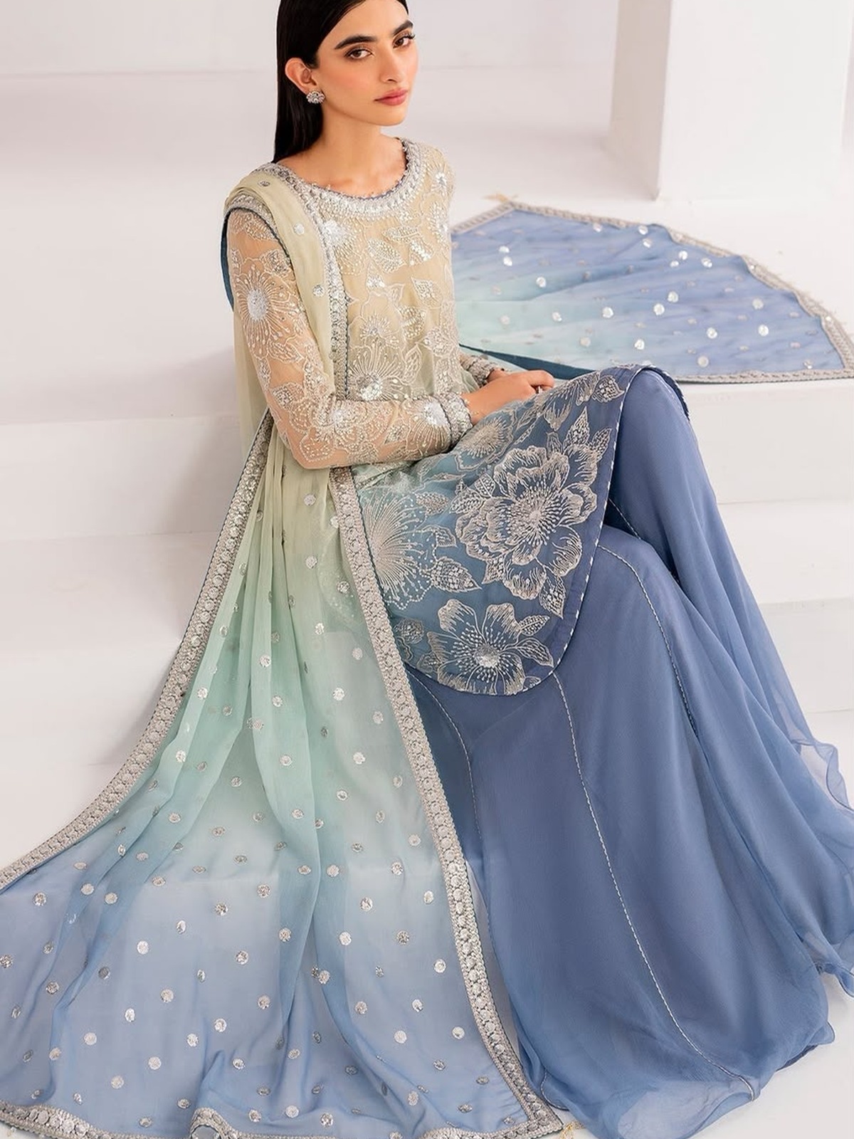 Jazmin Tie & Dye Luxury Sequence Embroidered Chiffon image 4