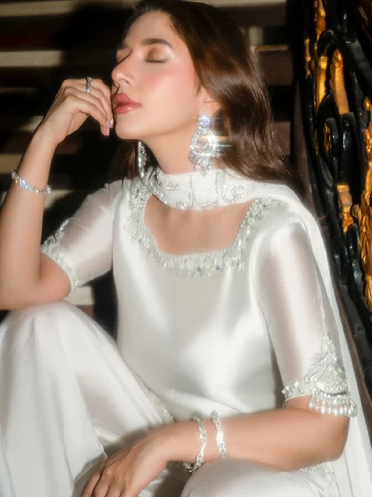 Maruk Pearl White Luxury Adda Work Shamoz Silk 3 Pc Suit