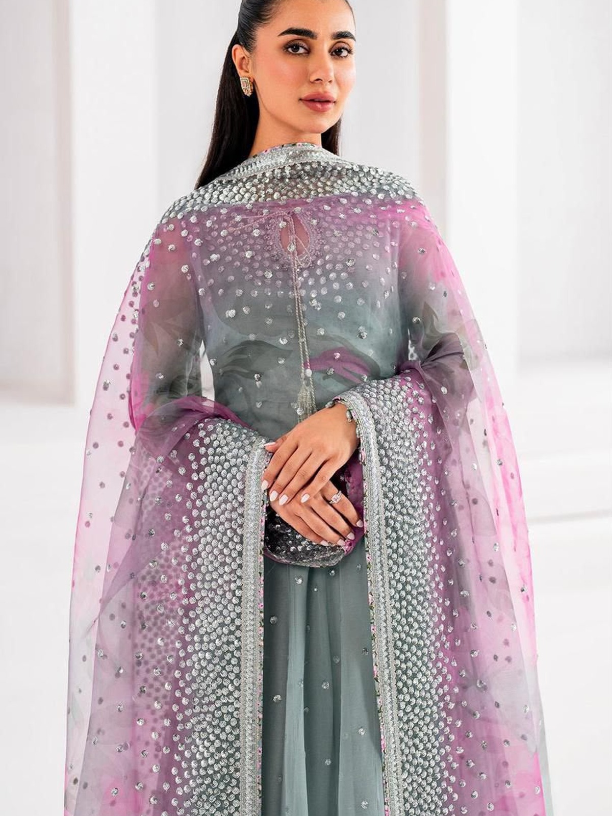 Jazmin Luxury Sequence Embroidered Chiffon Maxi (3 Pc Hit Article) image 3