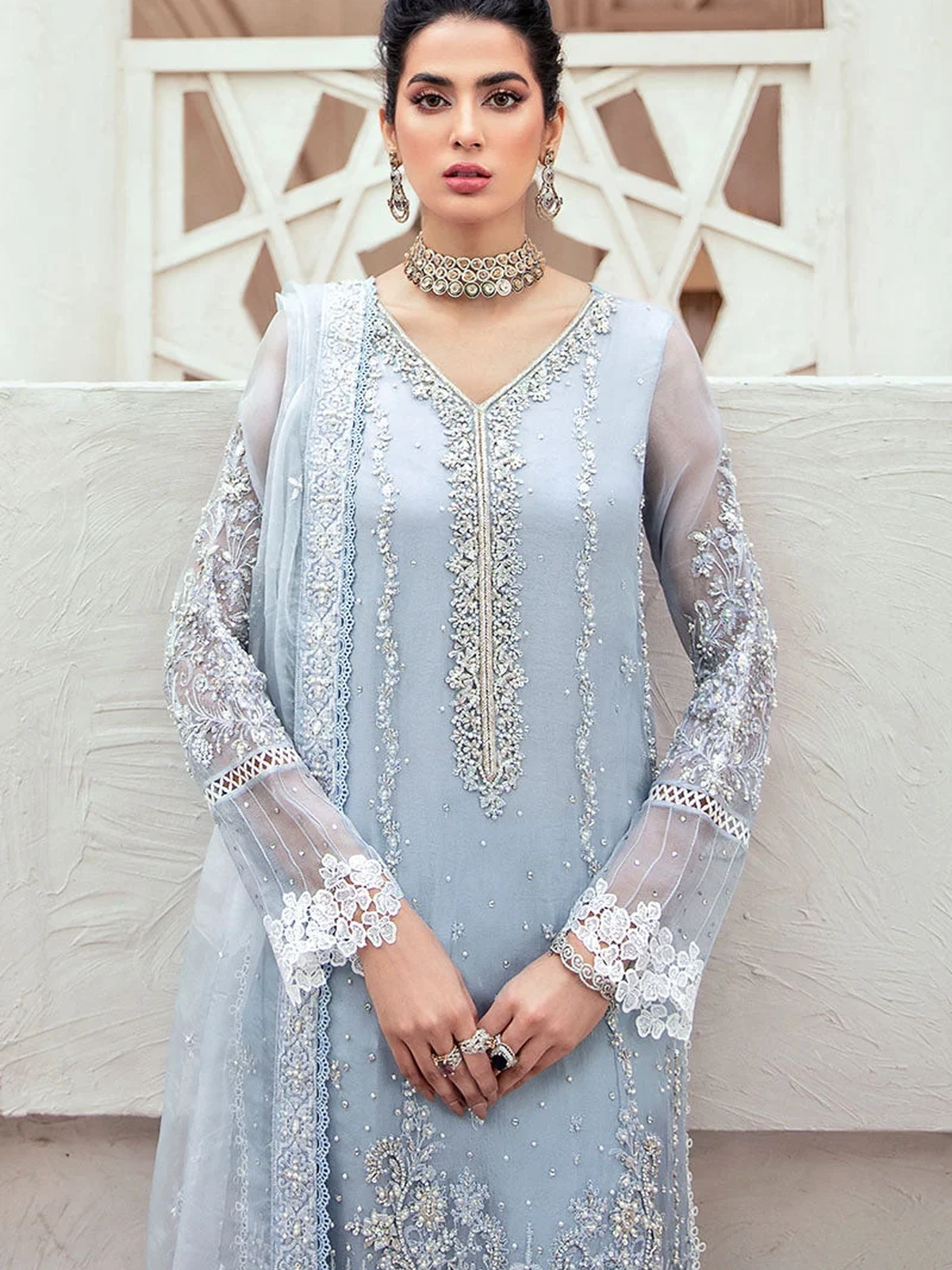 MUSHQ | Full Organza Suit | Heavy Adda Work image 2