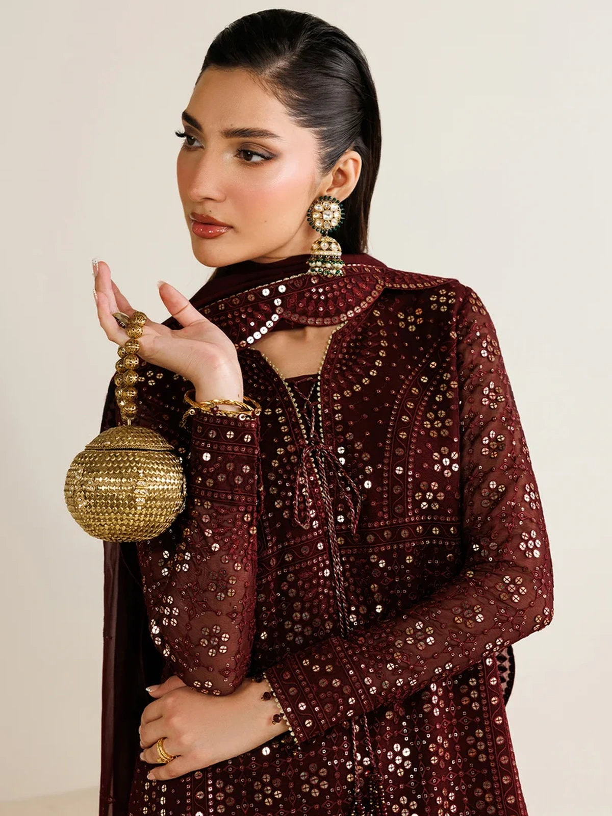 Jazmin Zimmil Twin Sequence Embroidered Chiffon 3 Pc Suit image 3